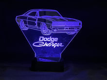 Load image into Gallery viewer, Dodge Charger 3D LED Color Changing Desk Lamp, Night Light, Man Cave Light | Customizable | Rechargeable Corded or Cordless
