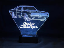 Load image into Gallery viewer, Dodge Charger 3D LED Color Changing Desk Lamp, Night Light, Man Cave Light | Customizable | Rechargeable Corded or Cordless