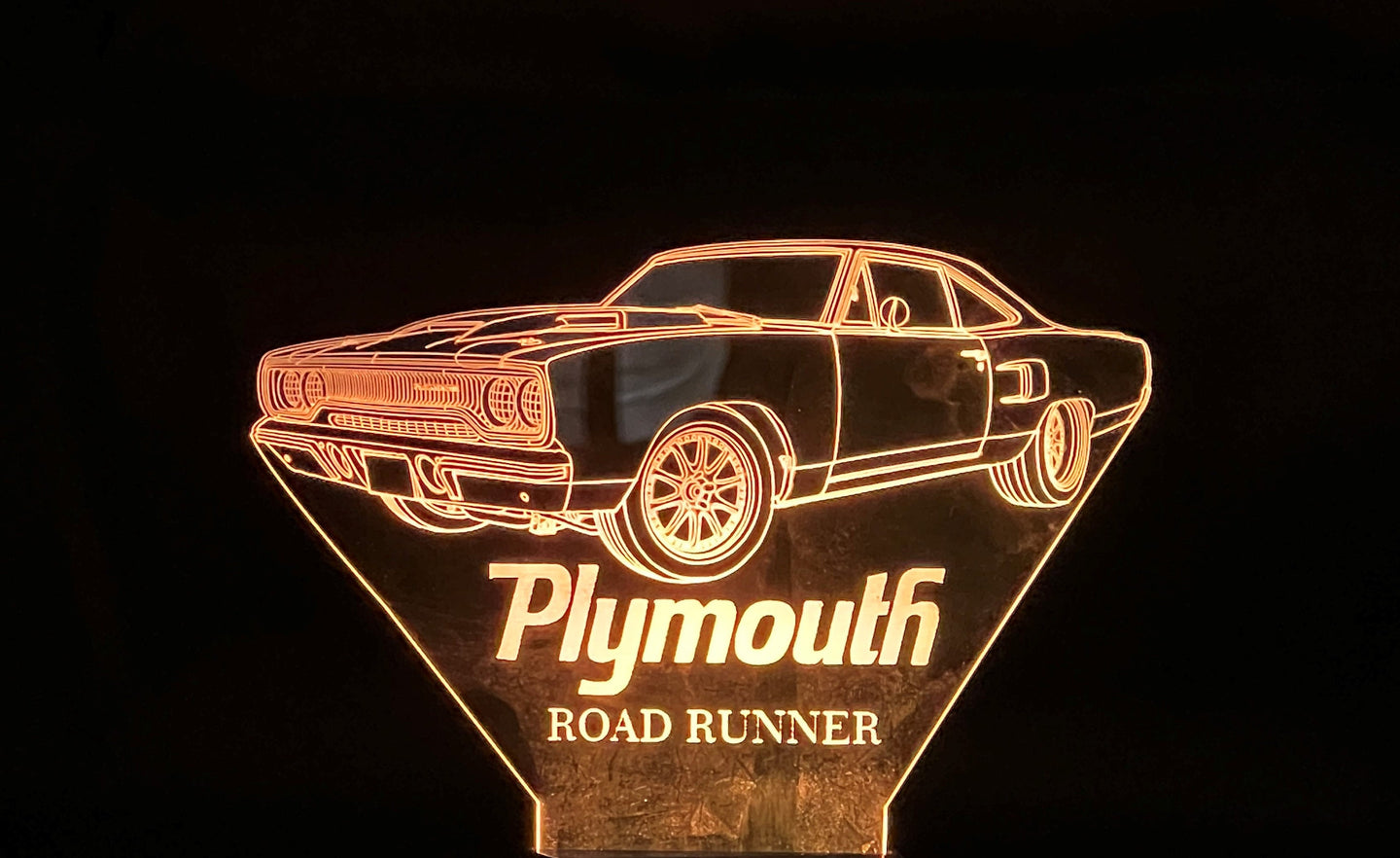Plymouth Road Runner 3D LED Color Changing Desk Lamp, Night Light, Man Cave Light | Customizable | Rechargeable Corded or Cordless