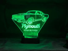 Load image into Gallery viewer, Plymouth Road Runner 3D LED Color Changing Desk Lamp, Night Light, Man Cave Light | Customizable | Rechargeable Corded or Cordless