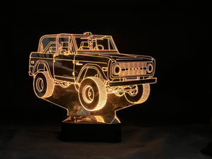 66-77 Ford Bronco 3D LED Color Changing Desk Lamp, Night Light, Man Cave Light | Customizable | Rechargeable Corded or Cordless