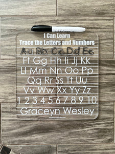 Dry Erase Letter Number and Name Tracing Board | Washable Writing Board | Learning Board | Name Practice Board | ABC Tracing Board