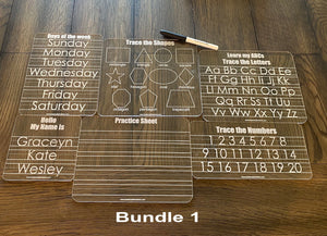 Customizable Children Acrylic Learning Boards | Dry Erase Learning Board | Reusable Personalized Boards | Preschool | Education Supplies