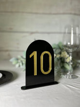 Load image into Gallery viewer, Arch 3D Mirrored Acrylic Table Numbers | Custom Table Numbers | Wedding Décor | Wedding Table Numbers | Table Numbers with Stand