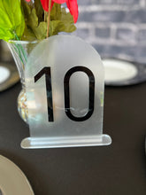 Load image into Gallery viewer, Acrylic 3D Arch Table Numbers | Custom Table Numbers | Wedding Décor | Wedding Table Numbers | Table Numbers with Stand