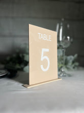 Load image into Gallery viewer, Acrylic Table Numbers | Custom Table Numbers | Wedding Décor | Wedding Table Numbers | Table Numbers with Stand