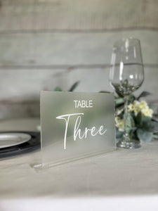 Frosted Acrylic Engraved Table Numbers | Custom Table Numbers | Wedding Décor | Wedding Table Numbers | Table Numbers with Stand