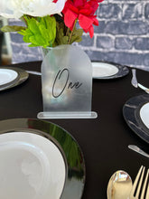 Load image into Gallery viewer, Arch 3D Script Acrylic Table Numbers | Custom Table Numbers | Wedding Décor | Wedding Table Numbers | Table Numbers with Stand