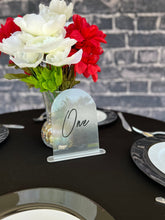 Load image into Gallery viewer, Arch 3D Script Acrylic Table Numbers | Custom Table Numbers | Wedding Décor | Wedding Table Numbers | Table Numbers with Stand