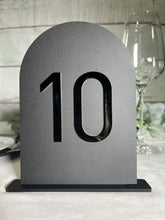 Load image into Gallery viewer, Arch 3D Matte/Gloss Acrylic Table Numbers | Custom Table Numbers | Wedding Décor | Wedding Table Numbers | Table Numbers with Stand