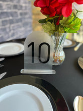 Load image into Gallery viewer, Acrylic 3D Arch Table Numbers | Custom Table Numbers | Wedding Décor | Wedding Table Numbers | Table Numbers with Stand