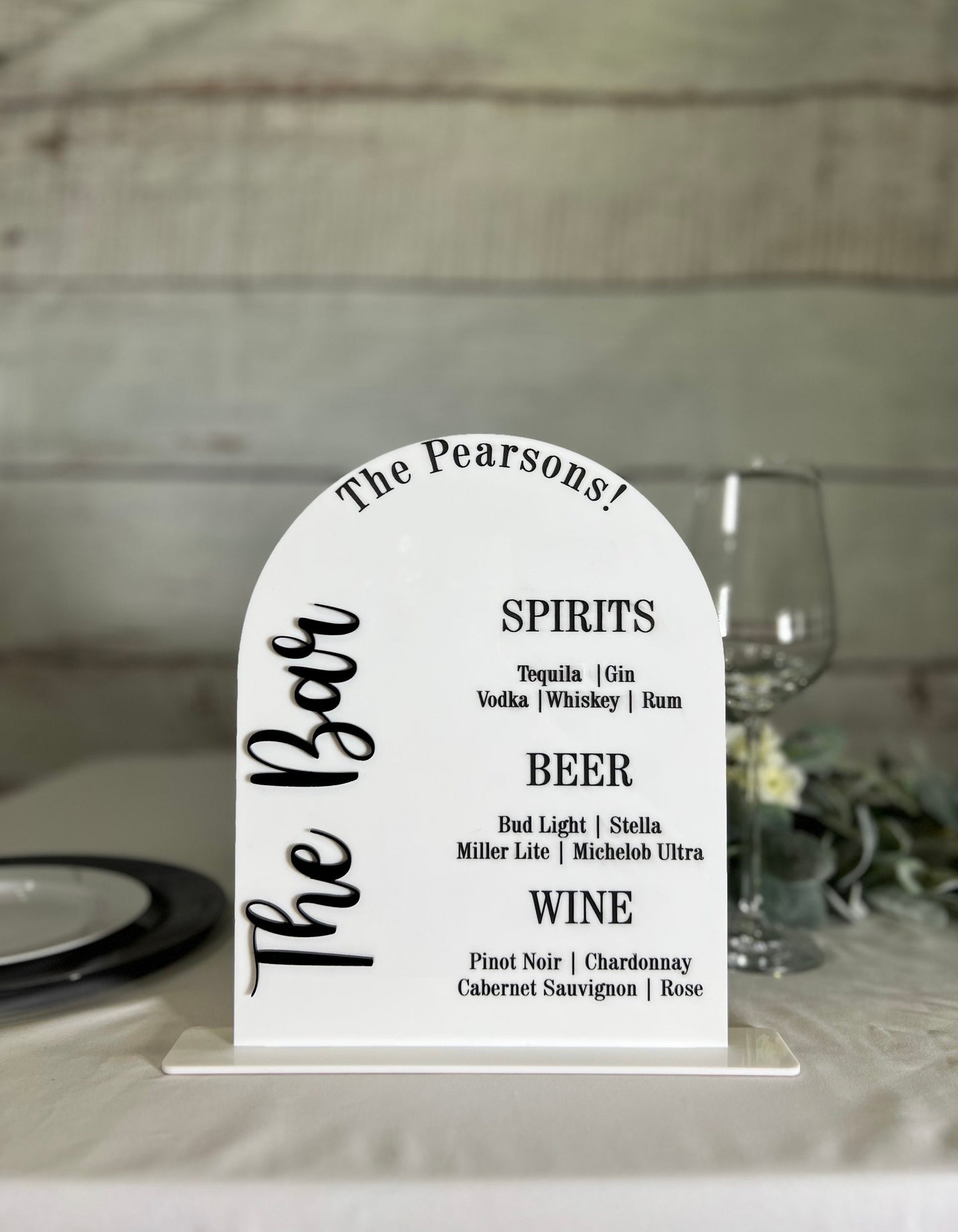 Acrylic Arched 3D Bar Sign | Custom Bar Sign | Bar and Menu Sign | Signature Drinks Custom Sign