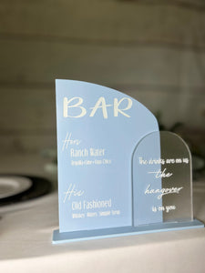 Acrylic Arched Double Bar Sign | Custom Bar Sign | Bar and Menu Sign | Signature Drinks Custom Sign