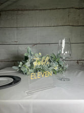 Load image into Gallery viewer, Acrylic Table Numbers | Custom Table Numbers | Wedding Décor | Wedding Table Numbers | Table Numbers with Stand