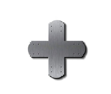 Load image into Gallery viewer, Stainless Steel Decorative Design X Bracket for 6x6 Post, 6x6 Bolt Plate, 6 Inch X Support Bracket, 6 inch Cross Bracket | Made in the USA!